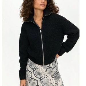 Wilfred Free Marilyn Sweater Cropped Zip-Up Alpaca, black, small